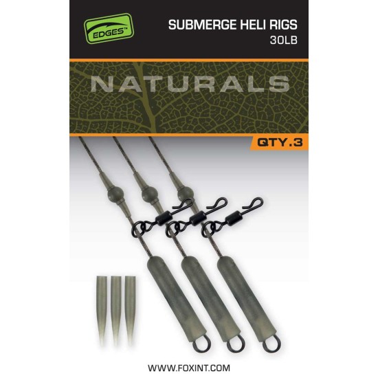 Готов хеликоптер монтаж Fox Edges Naturals Submerge Heli Rig Leaders, 30 lb