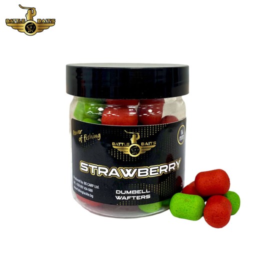 Дъмбели BATTLE BAITS Dumbell Wafters Strawberry 14mm