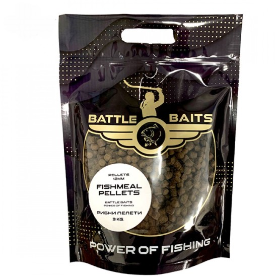 Рибни пелети BATTLE BAITS Fishmeal Pellets 12mm 3kg
